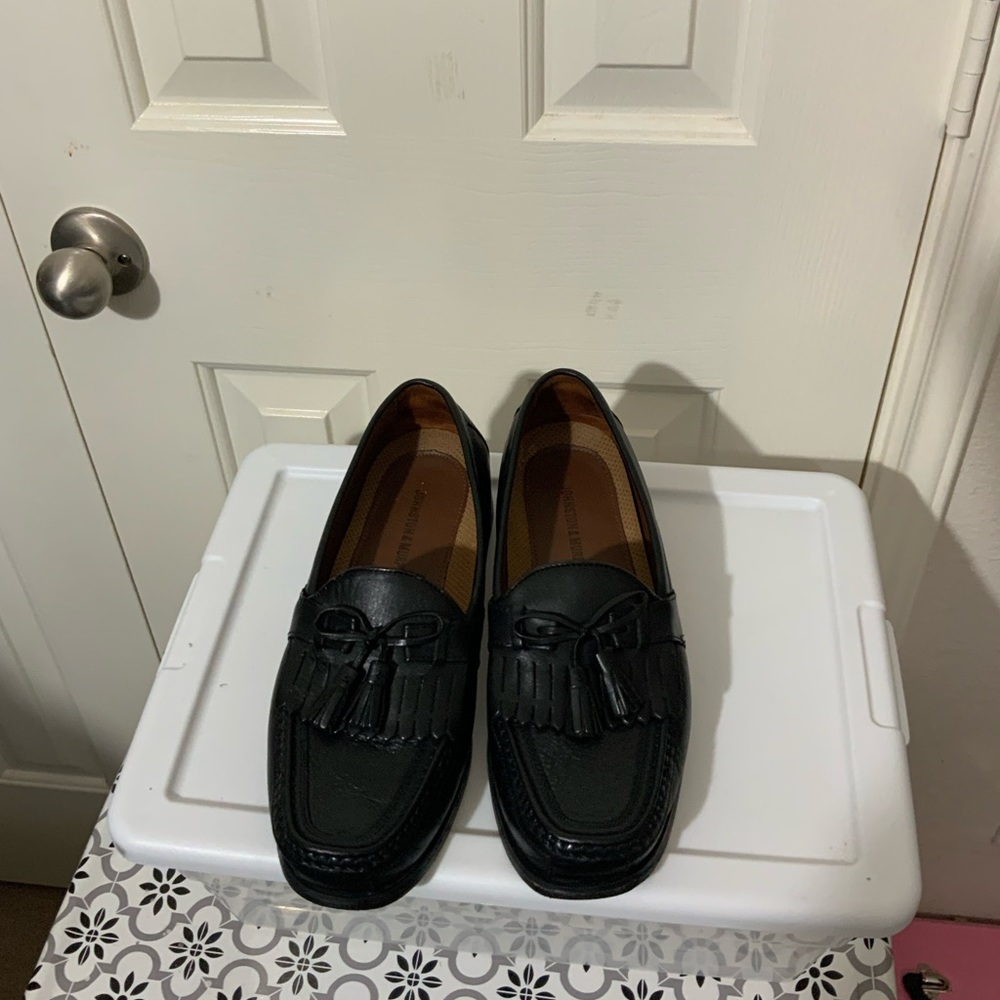 Mens Johnston & Murphy Black Leather Tassel Loafers Moc Toe Breland Kiltie